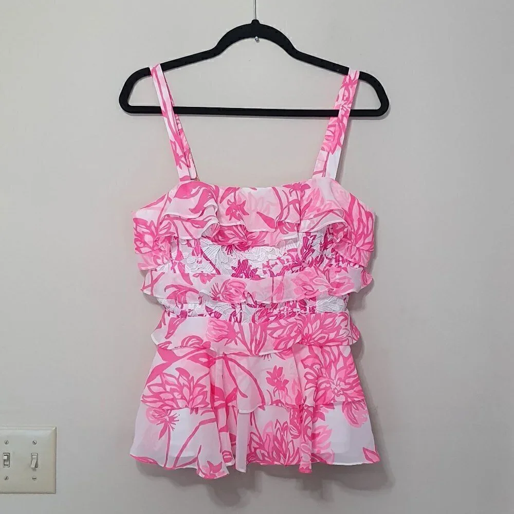 NWT Lilly Pulitzer Ruffled Tier Olive Top